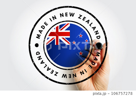 Made in New Zealand text emblem stamp, concept background 106757278