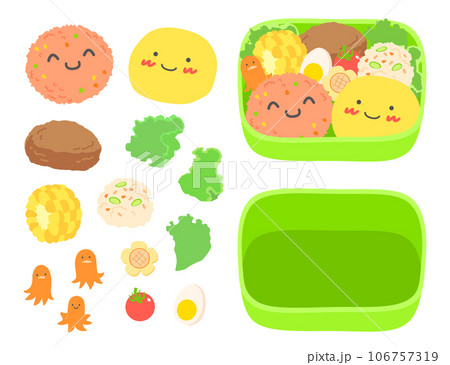 キャラ弁 チキンライスとオムライスセット キャラ弁 チキンライスとオムライスセット 106757319