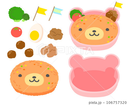 キャラ弁 チキンライスのくまちゃんセット 106757320