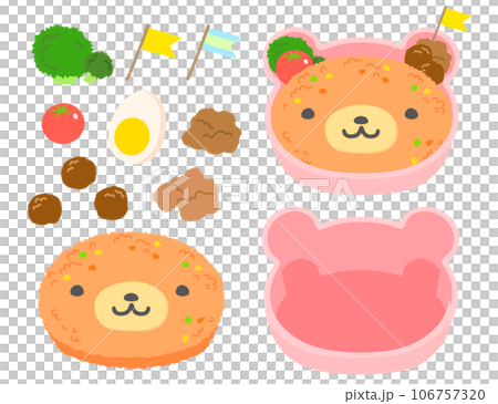 Character bento chicken rice bear set Character bento chicken rice bear set 106757320