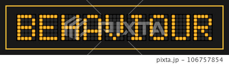 Orange color led banner in word behaviour on black background 106757854