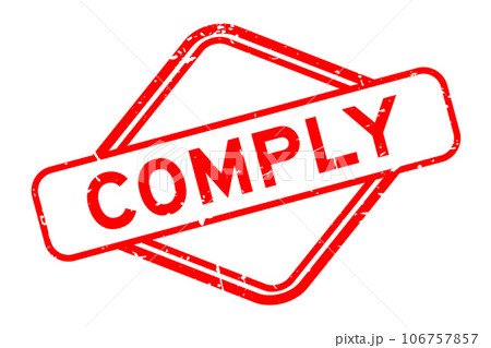 Grunge red comply word rubber seal stamp on white background 106757857