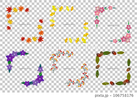 Autumn plant frame material set (watercolor style vector) Autumn plant frame material set (watercolor style vector) 106758176