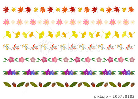 秋の植物の装飾ラインセット（水彩風ベクター） 106758182