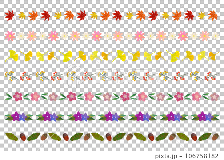 秋の植物の装飾ラインセット（水彩風ベクター） 106758182