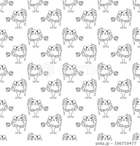 Sakura mochi pattern11. Seamless pattern with cute mochi character. Doodle cartoon vector illustration.  106758477
