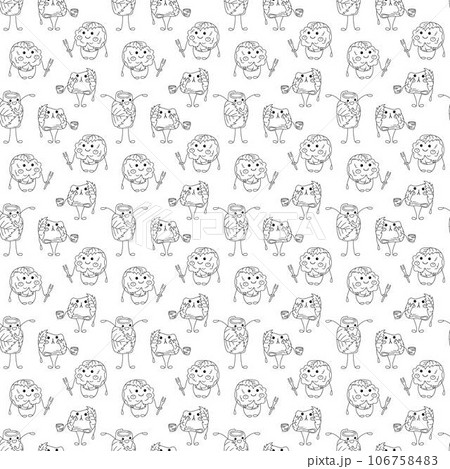 Sakura mochi pattern17. Seamless pattern with three cute mochi character. Doodle cartoon vector illustration. Sakura mochi pattern17. Seamless pattern with three cute mochi character. Doodle cartoon vector illustration. 106758483
