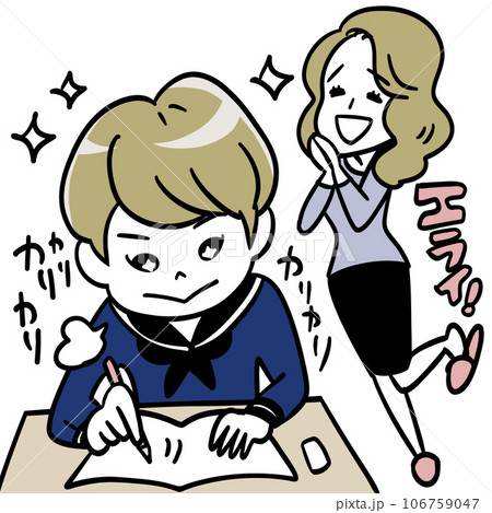 勉強している娘を見て喜ぶ母親 勉強している娘を見て喜ぶ母親 106759047