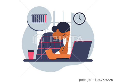 Professional burnout syndrome. Frustrated worker, mental health problems. Vector illustration. Flat 106759226