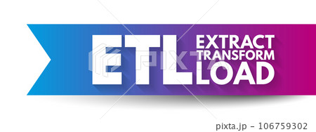 ETL - Extract Transform Load is a three-phase process where data is extracted, transformed and loaded into an output data container, acronym technology concept background 106759302