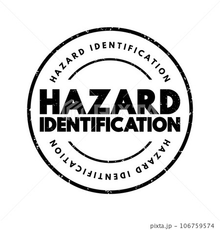 Hazard Identification text stamp, concept background 106759574
