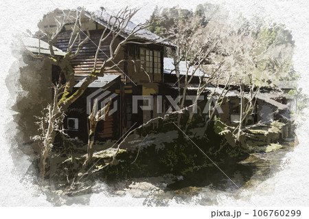 水彩画風 智頭宿 板井原集落 鳥取県八頭郡智頭町 水彩画風 智頭宿 板井原集落 鳥取県八頭郡智頭町 106760299