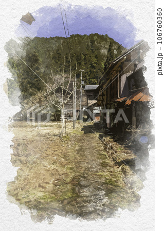 水彩画風 智頭宿 板井原集落 鳥取県八頭郡智頭町 水彩画風 智頭宿 板井原集落 鳥取県八頭郡智頭町 106760360