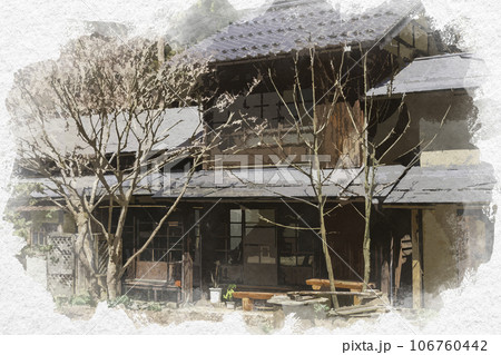 水彩画風 智頭宿 板井原集落 板井原ふるさと館 鳥取県八頭郡智頭町 水彩画風 智頭宿 板井原集落 板井原ふるさと館 鳥取県八頭郡智頭町 106760442