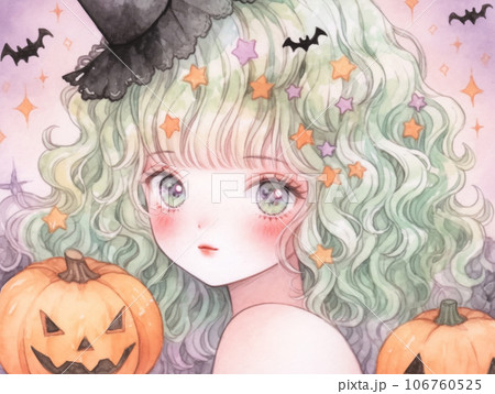 ハロウィンかぼちゃと可愛い少女のイラスト素材 [106760525] - PIXTA
