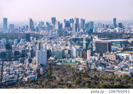 日本の東京都市景観 国立競技場(新宿区霞ヶ丘町)や新宿副都心など、新宿を一望 日本の東京都市景観 国立競技場(新宿区霞ヶ丘町)や新宿副都心など、新宿を一望 106760843