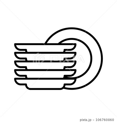 Clean dishes icon, plate stack, wash kitchen...のイラスト素材 [106760860] - PIXTA