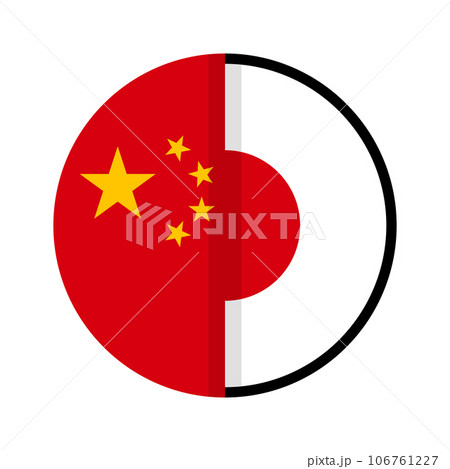 丸い中国国旗と日本国旗のアイコン。ベクター。 106761227