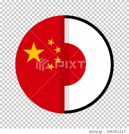 丸い中国国旗と日本国旗のアイコン。ベクター。 106761227