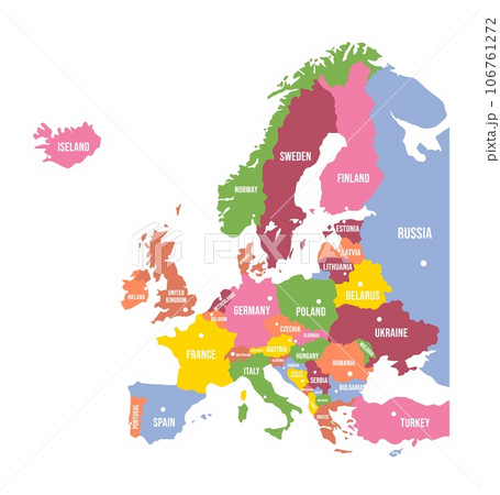 Colorful Europe Map. Countries And Borders,...のイラスト素材 [106761272] - PIXTA