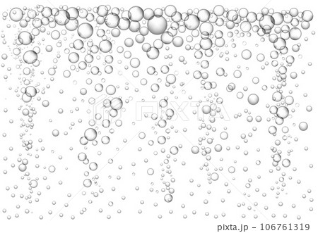 Sparkling bubbles background. Refreshing clear carbonated fizzing drink, bubbly water effect and rising air bubbles in water vector illustration 106761319