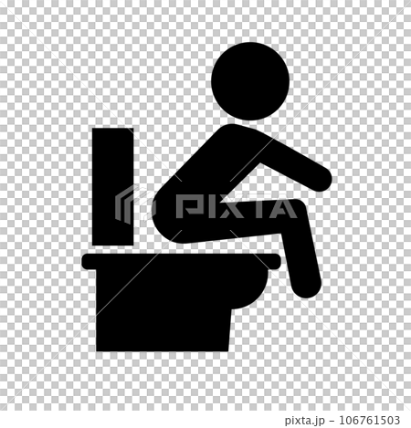 Silhouette icon of a person sitting on the toilet. excretion. vector. 106761503