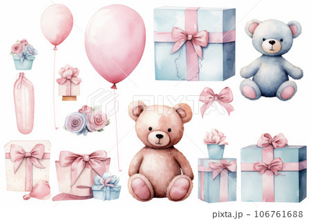 funny bear with flowers and balloons funny bear with flowers and balloons 106761688