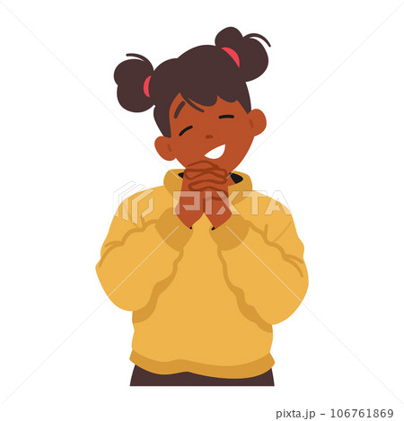 Young Child In Quiet Devotion, Hands Clasped And Eyes Closed, Whispering A Heartfelt Prayer, Vector Illustration Young Child In Quiet Devotion, Hands Clasped And Eyes Closed, Whispering A Heartfelt Prayer, Vector Illustration 106761869