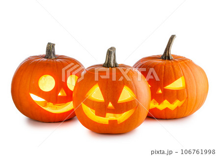 Three Halloween Pumpkins on white Three Halloween Pumpkins on white 106761998