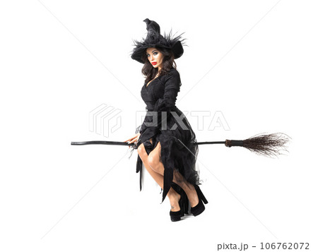 Halloween witch flying on broom Halloween witch flying on broom 106762072