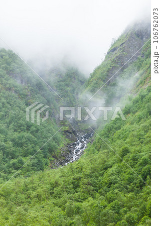 Norway foggy mountains landscape. Norway foggy mountains landscape. 106762073