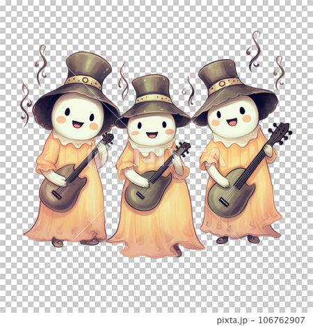 Spooky music on Halloween festival, ghost play guitar Spooky music on Halloween festival, ghost play guitar 106762907