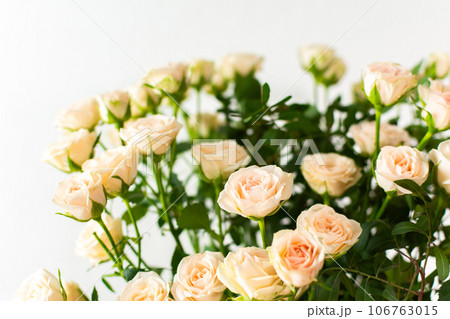 A bouquet of delicate cream roses 106763015
