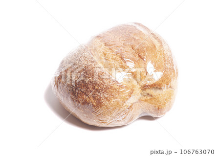 Bread tartine on wheat sourdough in a package isolated on white background. Bread tartine on wheat sourdough in a package isolated on white background. 106763070