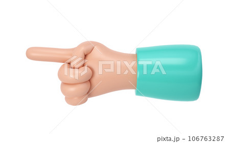 3d hand icon show push one finger forefinger counting illustration. Cartoon character. Business clip art isolated clipping path 106763287