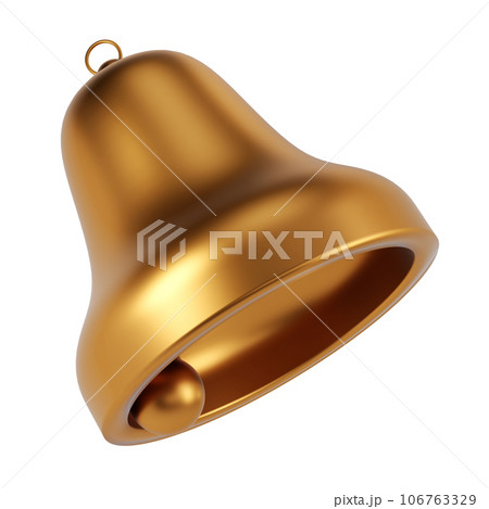 3d render icon of golden bell isolated with clipping path. Social media notice event reminder. Christmas toy 3d render icon of golden bell isolated with clipping path. Social media notice event reminder. Christmas toy 106763329