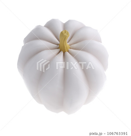 3d white realistic pumpkin rendering icon in cartoon style. Design element for Thanksgiving Day holiday autumn. illustration isolated with clipping path 106763391
