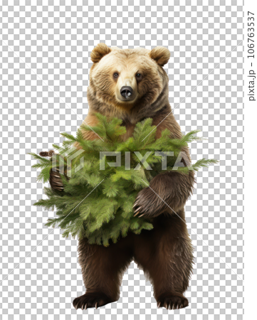 Cute bear with Christmas tree 106763537