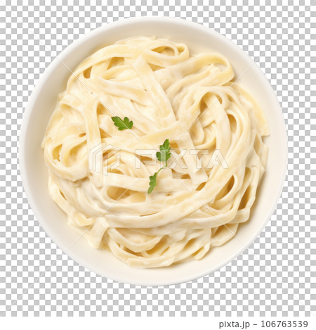 Bowl of fettucini alfredo isolated Bowl of fettucini alfredo isolated 106763539