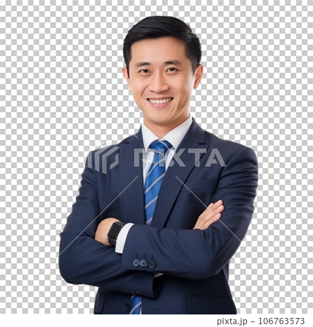 Chinese smiling businessman isolated 106763573