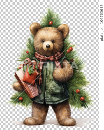 Cute bear with Christmas tree 106763658