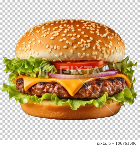 Hot tasty hamburger isolated Hot tasty hamburger isolated 106763686