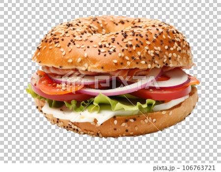 A toasted turkey bagel sandwich isolated 106763721