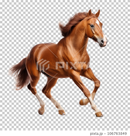 Brown horse run gallop isolated 106763849