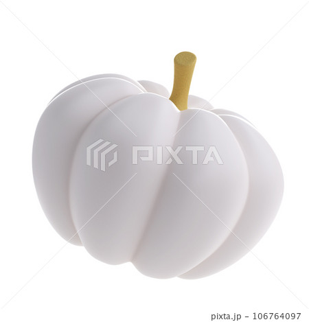 3d white realistic pumpkin rendering icon in cartoon style. Design element for Thanksgiving Day holiday autumn. illustration isolated with clipping path 106764097