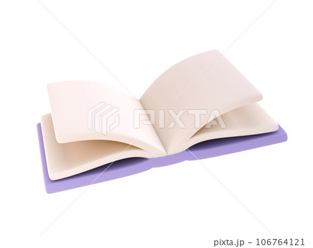 3d icon open book school, diary with white paper blank pages and bookmark. Cartoon minimal style isolated with clipping path 3d icon open book school, diary with white paper blank pages and bookmark. Cartoon minimal style isolated with clipping path 106764121