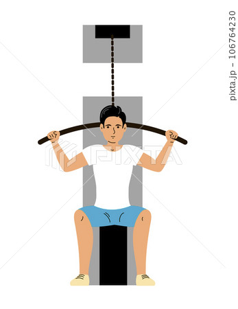 Young man doing exercises on a sports simulator Young man doing exercises on a sports simulator 106764230
