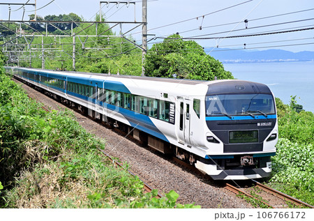 東海道本線 根府川ー真鶴 JR東日本 E257系2000番台 NA-06編成(大宮) 踊り子 東海道本線 根府川ー真鶴 JR東日本 E257系2000番台 NA-06編成(大宮) 踊り子 106766172