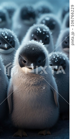 Cute and funny penguins winter, Animal world. Generative AI 106766229