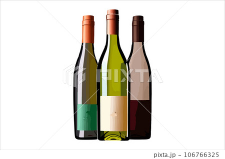 Vector wine watercolor bottle isolated on transparent background. Vector wine watercolor bottle isolated on transparent background. 106766325